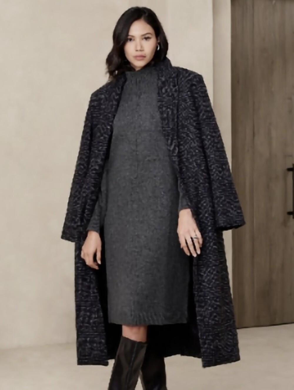 Banana Republic Knee-lenght Sweater Dress, Medium, Heather Charcoal Gray